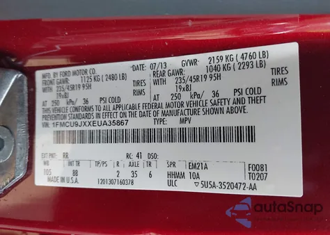 2014 Ford Escape Titanium from USA, damaged, VIN 1FMCU9JXXEUA35867